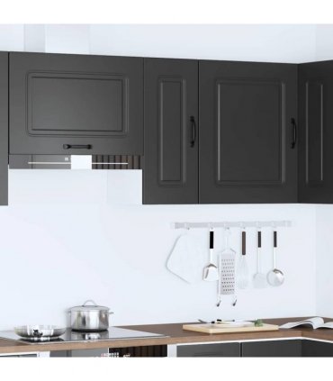 vidaXL Kitchen Wall Cabinet Kalmar Black Engineered Wood — Model: 1x wall cabinet (1 door) 30 cm wide 60 cm high