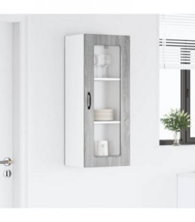 vidaXL Dishwasher Panel Kalmar Grey Sonoma 40 x 31 x 100 cm — Model: 1x wall glass cabinet (1 door) 40 cm wide 100 cm high