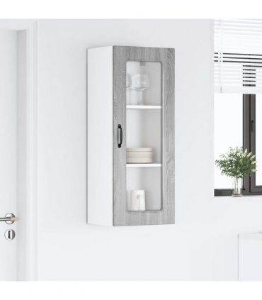 vidaXL Dishwasher Panel Kalmar Grey Sonoma 40 x 31 x 100 cm — Model: 1x wall glass cabinet (1 door) 40 cm wide 100 cm high