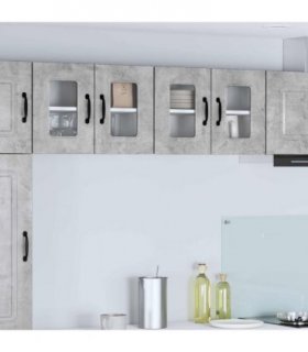 vidaXL Dishwasher Panel Kalmar 2 pcs Concrete Grey 60 x 31 x 40 c — Model: 2x wall glass cabinet (2 doors) 60 cm wide 40 cm high