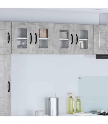 vidaXL Dishwasher Panel Kalmar 2 pcs Concrete Grey 60 x 31 x 40 c — Model: 2x wall glass cabinet (2 doors) 60 cm wide 40 cm high