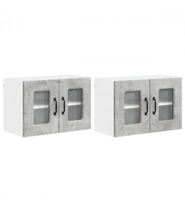vidaXL Dishwasher Panel Kalmar 2 pcs Concrete Grey 60 x 31 x 40 c — Model: 2x wall glass cabinet (2 doors) 60 cm wide 40 cm high