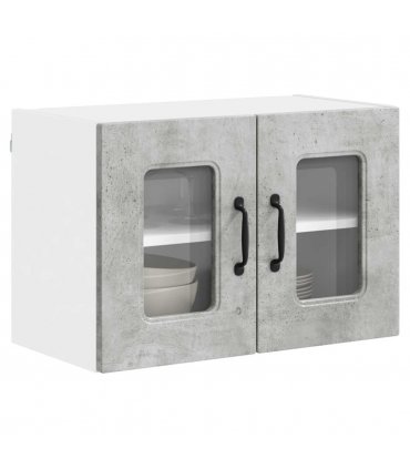 vidaXL Dishwasher Panel Kalmar 2 pcs Concrete Grey 60 x 31 x 40 c — Model: 2x wall glass cabinet (2 doors) 60 cm wide 40 cm high