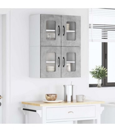 vidaXL Dishwasher Panel Kalmar 2 pcs Concrete Grey 60 x 31 x 40 c — Model: 2x wall glass cabinet (2 doors) 60 cm wide 40 cm high