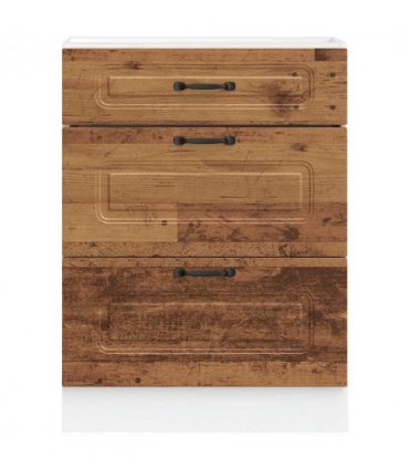 vidaXL Kitchen Base Cabinet Kalmar Old Wood Engineered Wood — Model: 1x bottom cabinet (3 drawers) 60 cm wide 81.5 cm high