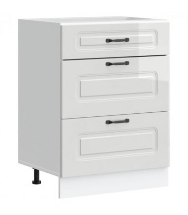 vidaXL Kitchen Base Cabinet "Kalmar" High Gloss White Engineered — Model: 1x bottom cabinet (3 drawers) 60 cm wide 81.5 cm high