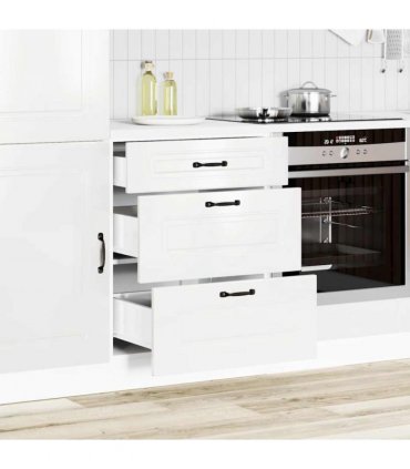 vidaXL Kitchen Base Cabinet "Kalmar" High Gloss White Engineered — Model: 1x bottom cabinet (3 drawers) 60 cm wide 81.5 cm high