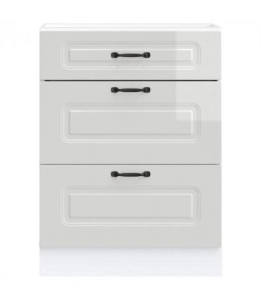 vidaXL Kitchen Base Cabinet "Kalmar" High Gloss White Engineered — Model: 1x bottom cabinet (3 drawers) 60 cm wide 81.5 cm high