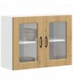 vidaXL Kitchen Wall Cabinet with Glass Door Kalmar Artisan Oak En — Model: 1x wall glass cabinet (2 doors) 80 cm wide 60 cm high