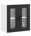 vidaXL Kitchen Wall Cabinet with Glass Door Kalmar Black Engineer — Model: 1x wall glass cabinet (2 doors) 60 cm wide 60 cm high