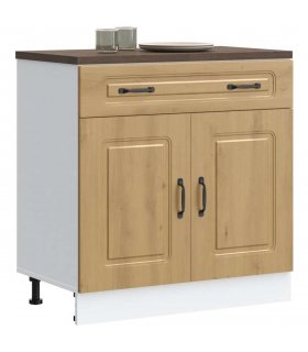 vidaXL Kitchen Base Cabinet Kalmar Artisan Oak Engineered — Model: 1x bottom cabinet (2 doors 1 drawer) 80 cm wide 81.5 cm high