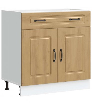 vidaXL Kitchen Base Cabinet Kalmar Artisan Oak Engineered — Model: 1x bottom cabinet (2 doors 1 drawer) 80 cm wide 81.5 cm high