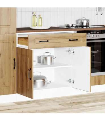 vidaXL Kitchen Base Cabinet Kalmar Artisan Oak Engineered — Model: 1x bottom cabinet (2 doors 1 drawer) 80 cm wide 81.5 cm high
