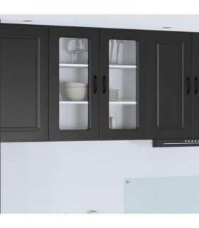 vidaXL Dishwasher Panel Kalmar Black 80 x 31 x 80 cm Engineered W — Model: 1x wall glass cabinet (2 doors) 80 cm wide 80 cm high