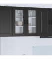 vidaXL Dishwasher Panel Kalmar Black 80 x 31 x 80 cm Engineered W — Model: 1x wall glass cabinet (2 doors) 80 cm wide 80 cm high
