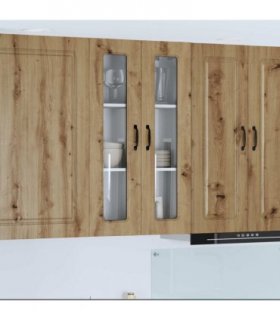 vidaXL Dishwasher Panel Kalmar Artisan Oak 60 x 31 x 100 cm — Model: 1x wall glass cabinet (2 doors) 60 cm wide 100 cm high