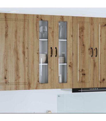 vidaXL Dishwasher Panel Kalmar Artisan Oak 60 x 31 x 100 cm — Model: 1x wall glass cabinet (2 doors) 60 cm wide 100 cm high