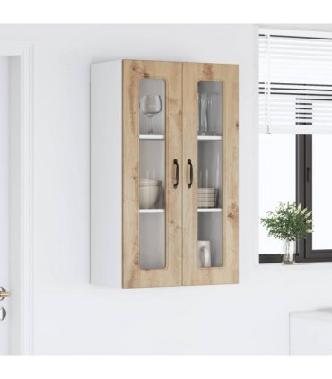 vidaXL Dishwasher Panel Kalmar Artisan Oak 60 x 31 x 100 cm — Model: 1x wall glass cabinet (2 doors) 60 cm wide 100 cm high