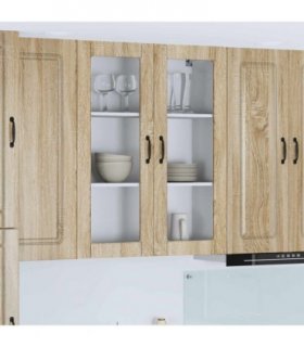 vidaXL Dishwasher Panel Kalmar Sonoma Oak 80 x 31 x 100 cm — Model: 1x wall glass cabinet (2 doors) 80 cm wide 100 cm high