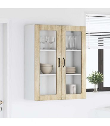 vidaXL Dishwasher Panel Kalmar Sonoma Oak 80 x 31 x 100 cm — Model: 1x wall glass cabinet (2 doors) 80 cm wide 100 cm high