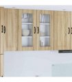 vidaXL Dishwasher Panel Kalmar 2 pcs Sonoma Oak 40 x 31 x 80 cm — Model: 2x wall glass cabinet (1 door) 40 cm wide 80 cm high