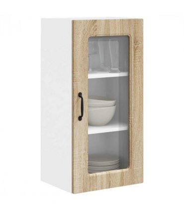 vidaXL Dishwasher Panel Kalmar 2 pcs Sonoma Oak 40 x 31 x 80 cm — Model: 2x wall glass cabinet (1 door) 40 cm wide 80 cm high