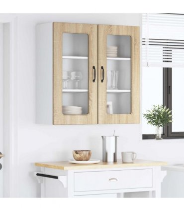 vidaXL Dishwasher Panel Kalmar 2 pcs Sonoma Oak 40 x 31 x 80 cm — Model: 2x wall glass cabinet (1 door) 40 cm wide 80 cm high