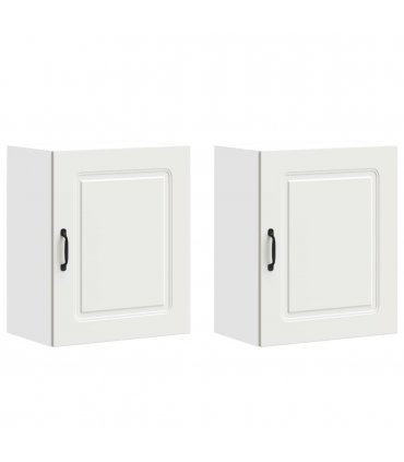 vidaXL Kitchen Wall Cabinets 2 pcs Kalmar White Engineered Wood — Model: 2x wall cabinet (1 door) 50 cm wide 60 cm high