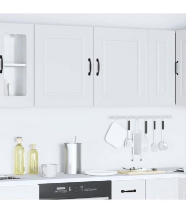 vidaXL Kitchen Wall Cabinets 2 pcs Kalmar White Engineered Wood — Model: 2x wall cabinet (1 door) 50 cm wide 60 cm high