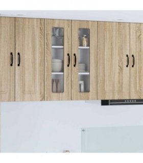 vidaXL Dishwasher Panel Kalmar Sonoma Oak 60 x 31 x 80 cm — Model: 1x wall glass cabinet (2 doors) 60 cm wide 80 cm high