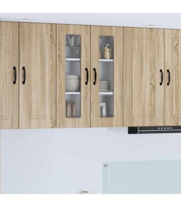 vidaXL Dishwasher Panel Kalmar Sonoma Oak 60 x 31 x 80 cm — Model: 1x wall glass cabinet (2 doors) 60 cm wide 80 cm high