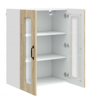 vidaXL Dishwasher Panel Kalmar Sonoma Oak 60 x 31 x 80 cm — Model: 1x wall glass cabinet (2 doors) 60 cm wide 80 cm high