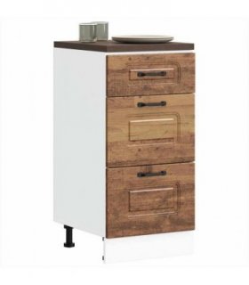 vidaXL Kitchen Base Cabinet Kalmar Old Wood Engineered Wood — Model: 1x bottom cabinet (3 drawers) 40 cm wide 81.5 cm high