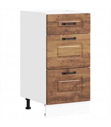 vidaXL Kitchen Base Cabinet Kalmar Old Wood Engineered Wood — Model: 1x bottom cabinet (3 drawers) 40 cm wide 81.5 cm high