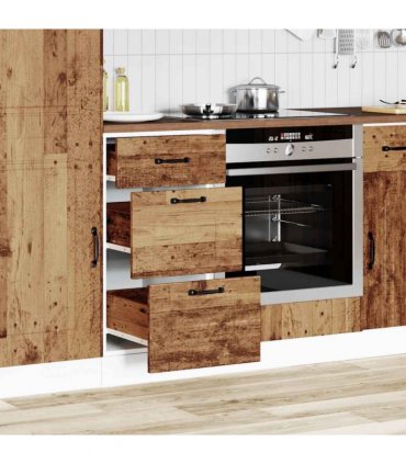 vidaXL Kitchen Base Cabinet Kalmar Old Wood Engineered Wood — Model: 1x bottom cabinet (3 drawers) 40 cm wide 81.5 cm high