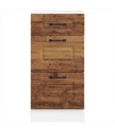 vidaXL Kitchen Base Cabinet Kalmar Old Wood Engineered Wood — Model: 1x bottom cabinet (3 drawers) 40 cm wide 81.5 cm high