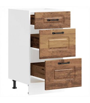 vidaXL Kitchen Base Cabinet Kalmar Old Wood Engineered Wood — Model: 1x bottom cabinet (3 drawers) 40 cm wide 81.5 cm high