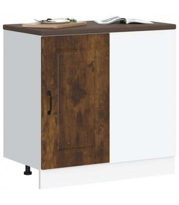 vidaXL Kitchen Base Cabinet Kalmar Smoked Oak Engineered Wood — Model: 1x corner bottom cabinet (1 door) 86 cm wide 81.5 cm high