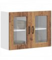 vidaXL Kitchen Wall Cabinet with Glass Door Kalmar Old Wood Engin — Model: 1x wall glass cabinet (2 doors) 80 cm wide 60 cm high