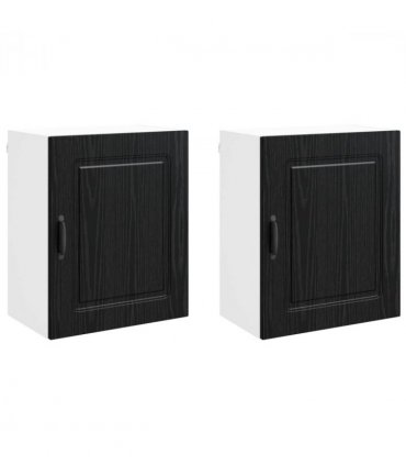 vidaXL Dishwasher Panel Kalmar 2 pcs Black Oak 50 x 31 x 60 cm — Model: 2x wall cabinet (1 door) 50 cm wide 60 cm high