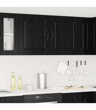 vidaXL Dishwasher Panel Kalmar 2 pcs Black Oak 50 x 31 x 60 cm — Model: 2x wall cabinet (1 door) 50 cm wide 60 cm high