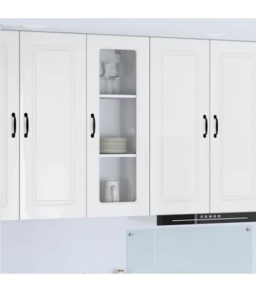 vidaXL Dishwasher Panel Kalmar High Gloss White 40 x 31 x 100 cm — Model: 1x wall glass cabinet (1 door) 40 cm wide 100 cm high