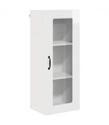 vidaXL Dishwasher Panel Kalmar High Gloss White 40 x 31 x 100 cm — Model: 1x wall glass cabinet (1 door) 40 cm wide 100 cm high