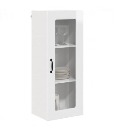 vidaXL Dishwasher Panel Kalmar High Gloss White 40 x 31 x 100 cm — Model: 1x wall glass cabinet (1 door) 40 cm wide 100 cm high