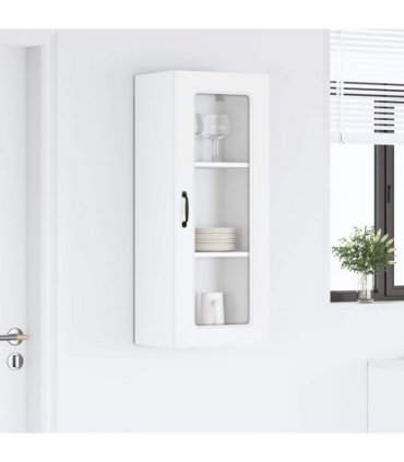 vidaXL Dishwasher Panel Kalmar High Gloss White 40 x 31 x 100 cm — Model: 1x wall glass cabinet (1 door) 40 cm wide 100 cm high