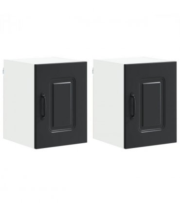 vidaXL Dishwasher Panel Kalmar 2 pcs Black 30 x 31 x 40 cm — Model: 2x wall cabinet (1 door) 30 cm wide 40 cm high