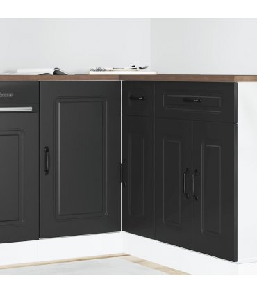 vidaXL Kitchen Base Cabinet "Kalmar" Black Engineered Wood — Model: 1x corner bottom cabinet (1 door) 86 cm wide 81.5 cm high