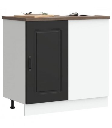 vidaXL Kitchen Base Cabinet "Kalmar" Black Engineered Wood — Model: 1x corner bottom cabinet (1 door) 86 cm wide 81.5 cm high