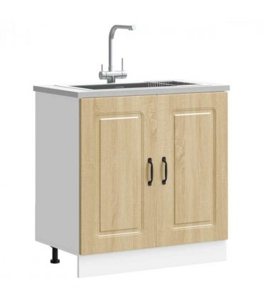 vidaXL Sink Base Cabinet Kalmar Sonoma Oak 80x46x81.5 cm Engineered — Model: 1x bottom cabinet (2 doors) 80 cm wide 81.5 cm high