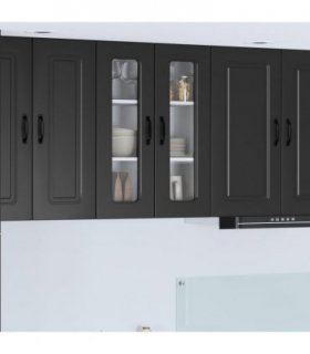 vidaXL Dishwasher Panel Kalmar Black 60 x 31 x 80 cm Engineered W — Model: 1x wall glass cabinet (2 doors) 60 cm wide 80 cm high